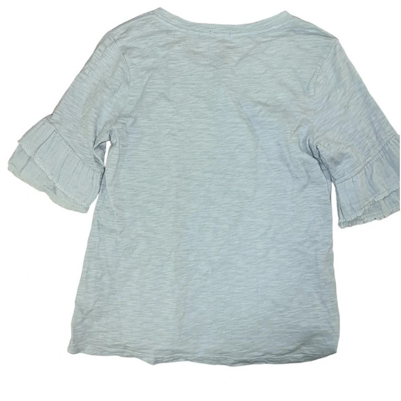 Dylan Light Blue Double Ruffle Sleeve Tee Slub Cotton - Picture 8 of 9